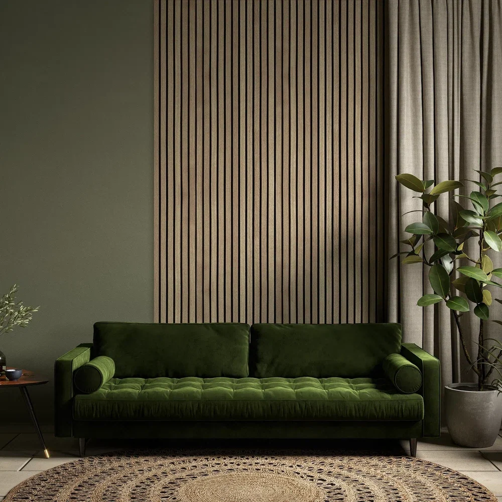 Natural Oak 300 cm Acoustic Wooden Wall Panel 3-Sided Wood Veneer Aku Woodpanel UK