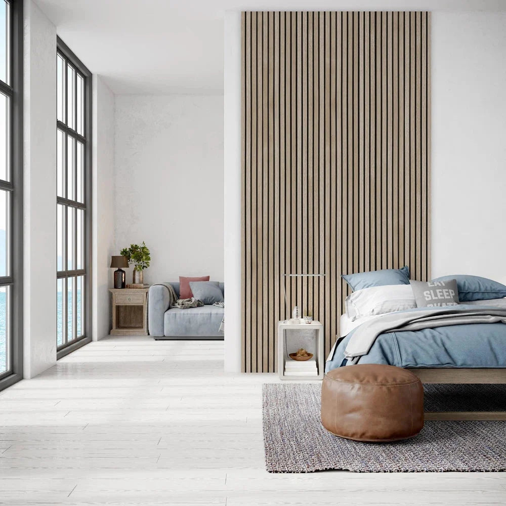 Natural Oak 300 cm Acoustic Wooden Wall Panel 3-Sided Wood Veneer Aku Woodpanel UK