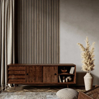 Natural Oak 300 cm Acoustic Wooden Wall Panel 3-Sided Wood Veneer Aku Woodpanel UK