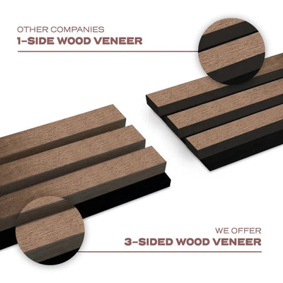 Smoked Oak Acoustic Wooden Wall Panel 3-Sided Wood Veneer Aku Woodpanel UK