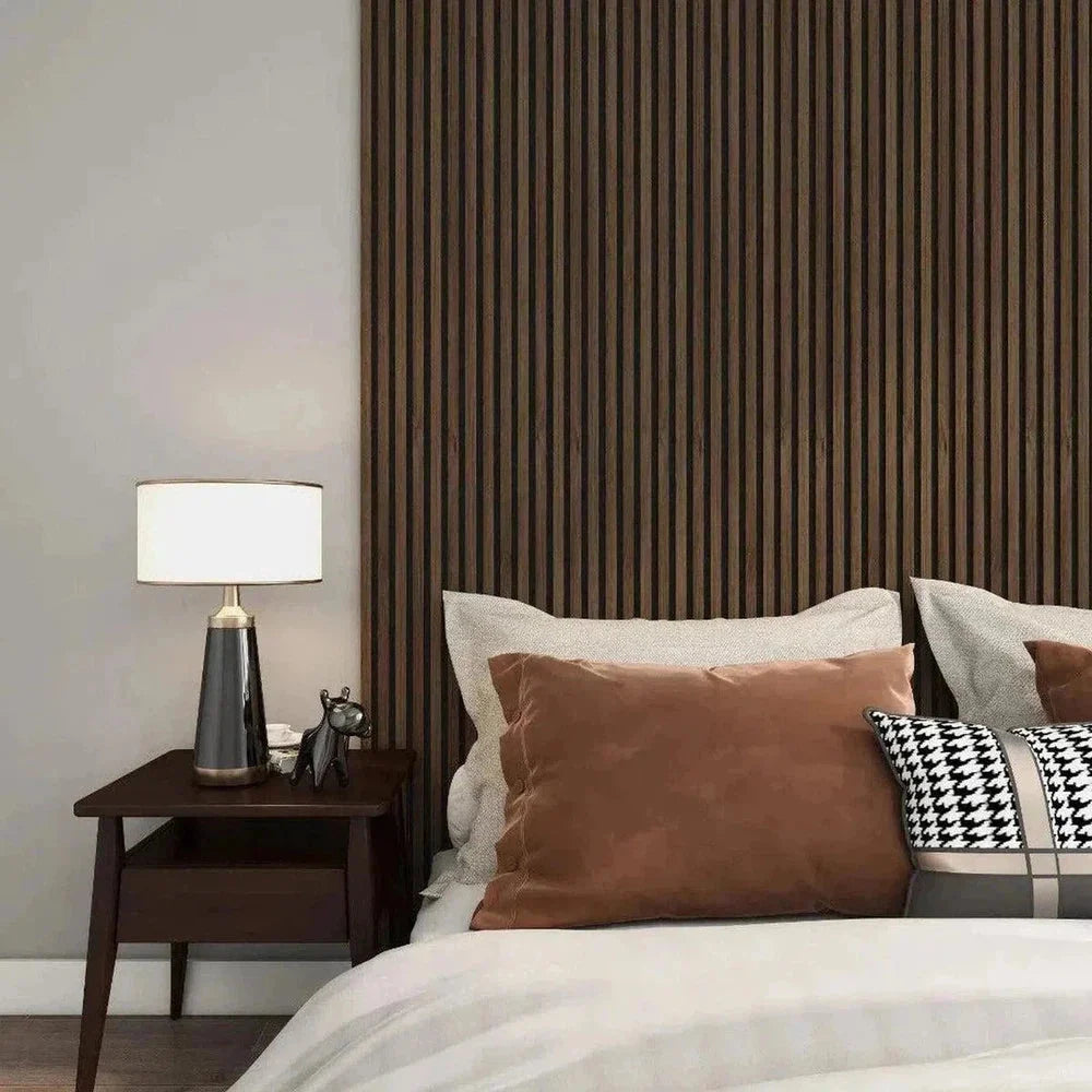 Smoked Oak 300 cm Acoustic Wooden Wall Panel 3-Sided Wood Veneer Aku Woodpanel UK