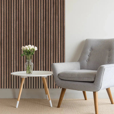 Smoked Oak Acoustic Wooden Wall Panel 3-Sided Wood Veneer Aku Woodpanel UK
