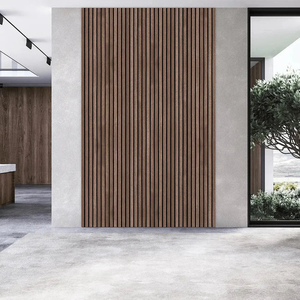 Smoked Oak 300 cm Acoustic Wooden Wall Panel 3-Sided Wood Veneer Aku Woodpanel UK