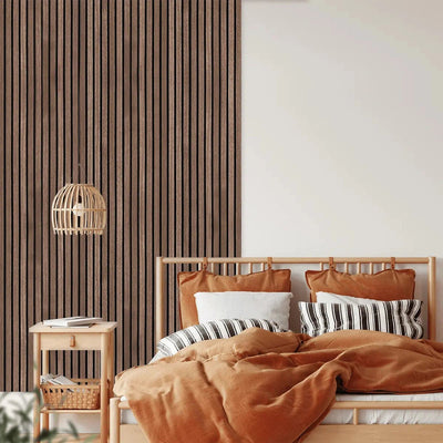 Smoked Oak Acoustic Wooden Wall Panel 3-Sided Wood Veneer Aku Woodpanel UK