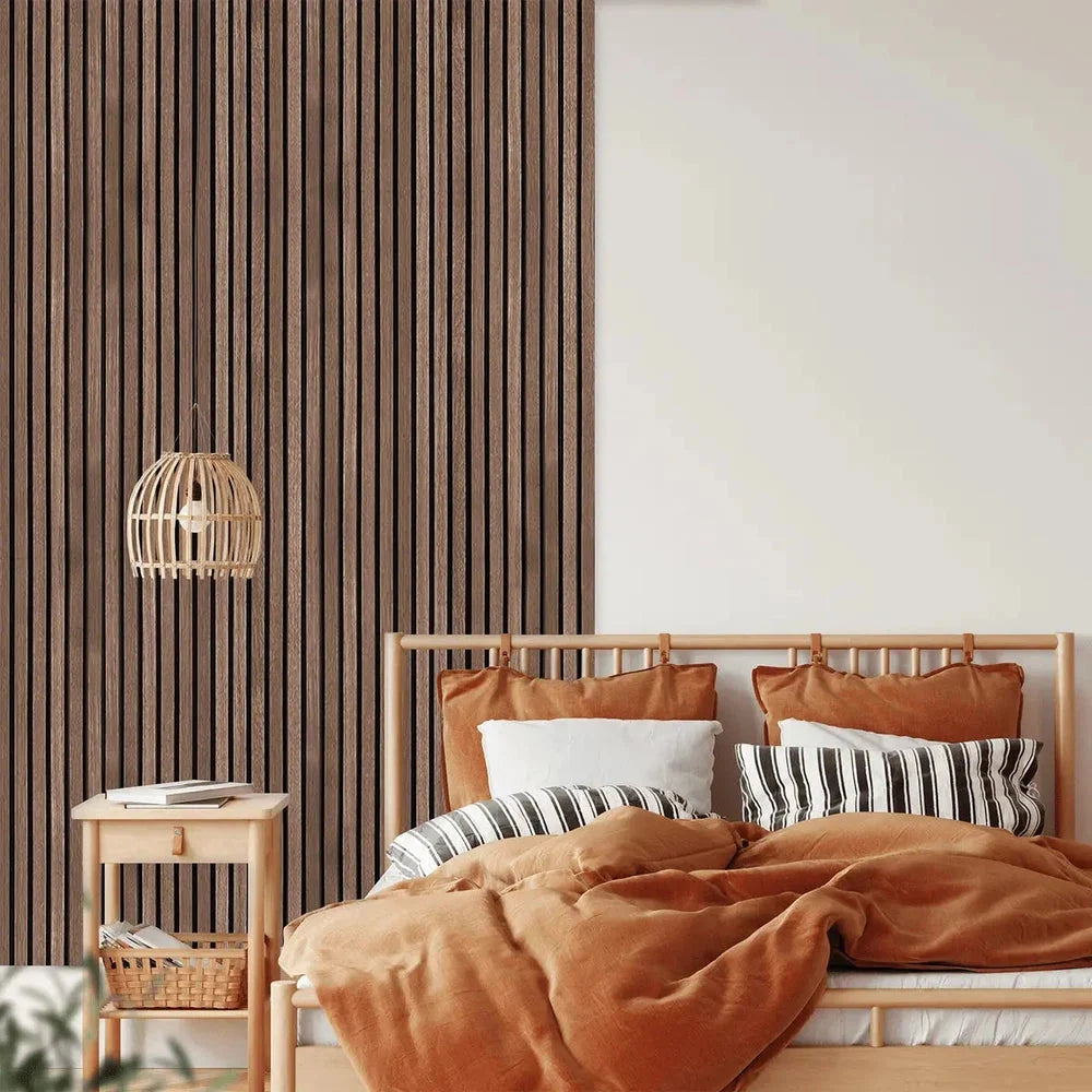 Smoked Oak 300 cm Acoustic Wooden Wall Panel 3-Sided Wood Veneer Aku Woodpanel UK