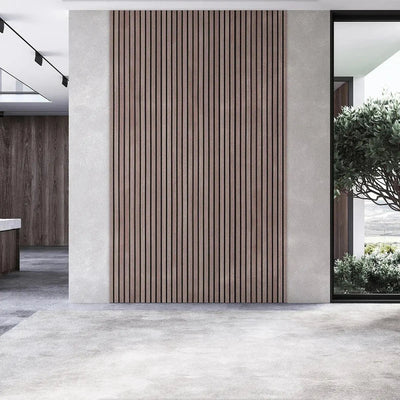 Walnut 300 cm Acoustic Wooden Wall Panel 3-Sided Wood Veneer Aku Woodpanel UK