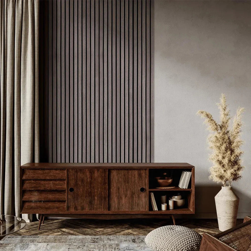 Walnut 300 cm Acoustic Wooden Wall Panel 3-Sided Wood Veneer Aku Woodpanel UK