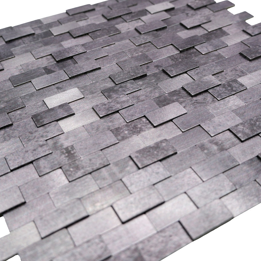 Brick 3D Anthracite Peel & Stick Splashback | 30×29.8 cm | Self-Adhesive Mosaic Tile