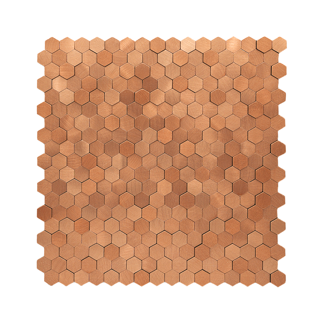 Mini Hexagon 3D Copper Peel & Stick Splashback | 29.8×30.7 cm | Self-Adhesive Mosaic Tile