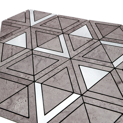 Triangle Gray Silver Peel & Stick Splashback | 28.7×33.1 cm | Self-Adhesive Mosaic Tile