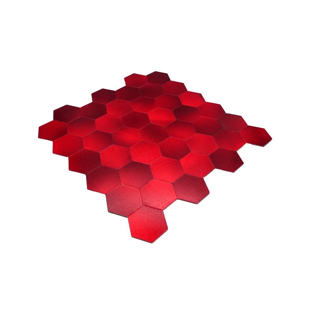 Hexagon Red Peel & Stick Splashback | 28.8×29.2 cm | Self-Adhesive Mosaic Tile