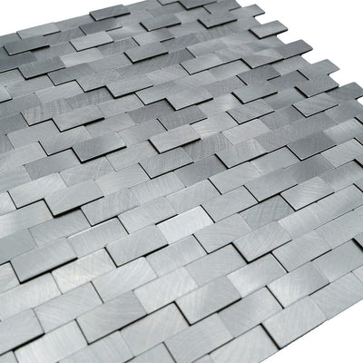 Brick 3D Silver Peel & Stick Splashback | 30×29.8 cm | Self-Adhesive Mosaic Tile