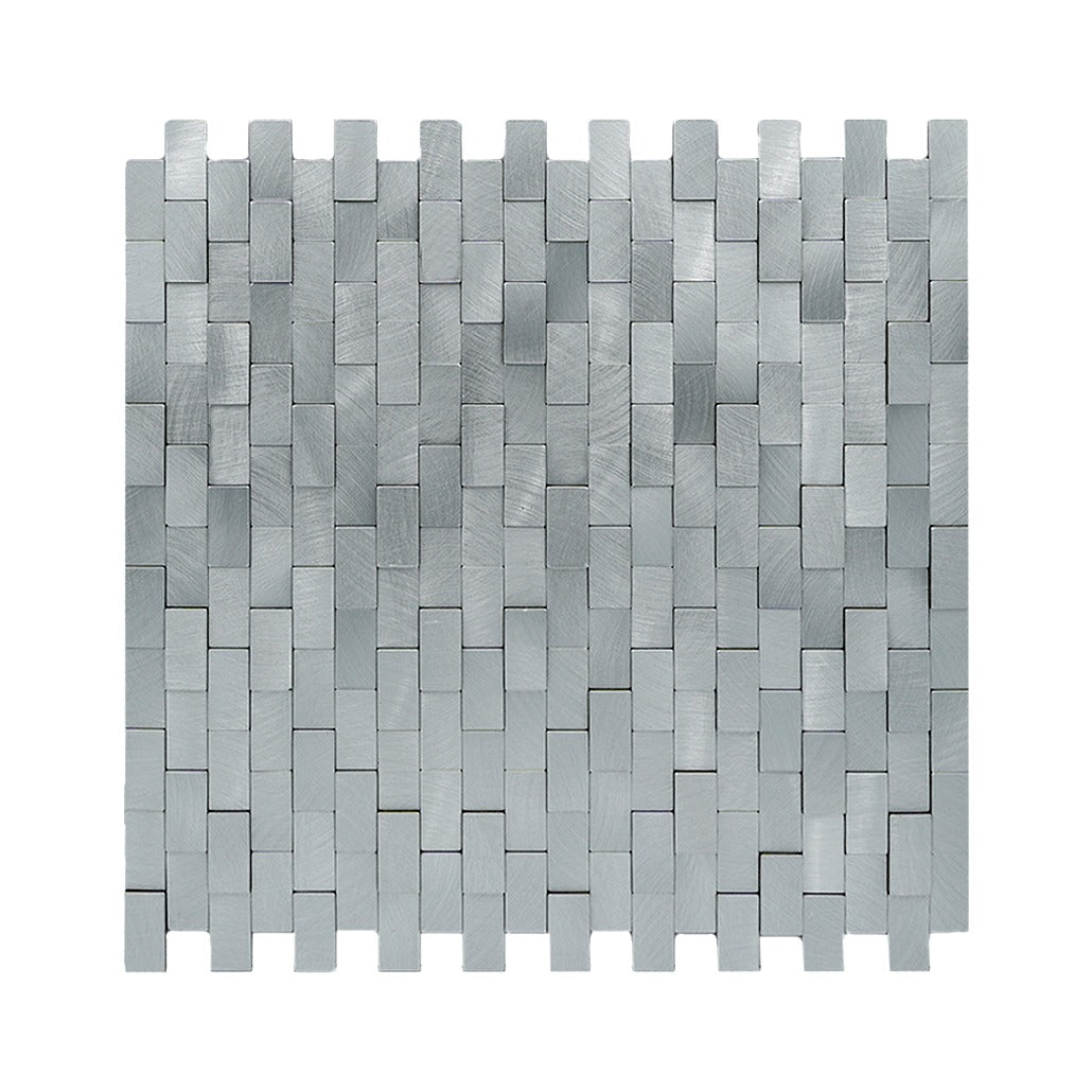 Brick 3D Silver Peel & Stick Splashback | 30×29.8 cm | Self-Adhesive Mosaic Tile