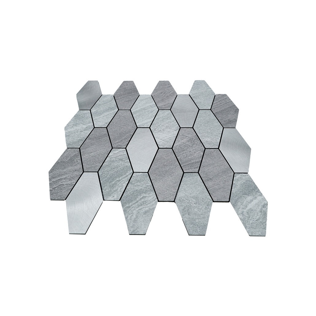 Picket Silver Peel & Stick Splashback | 30×30 cm | Self-Adhesive Mosaic Tile