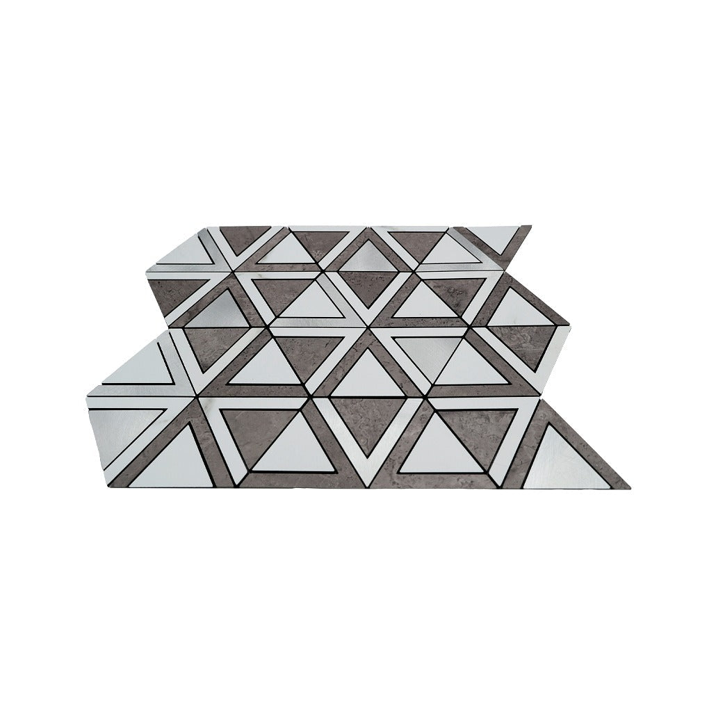 Triangle Gray White-Silver Peel & Stick Splashback | 28.7×33.1 cm | Self-Adhesive Mosaic Tile