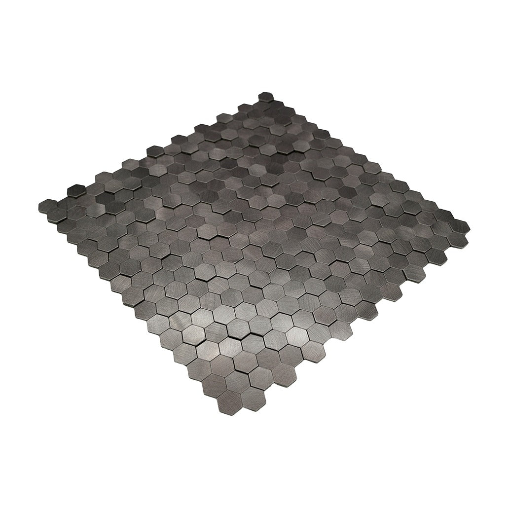 Mini Hexagon 3D Anthracite Peel & Stick Splashback | 29.8×30.7 cm | Self-Adhesive Mosaic Tile