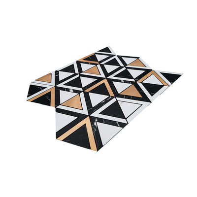 Triangle Black White-Gold Peel & Stick Splashback | 28.7×33.1 cm | Self-Adhesive Mosaic Tile