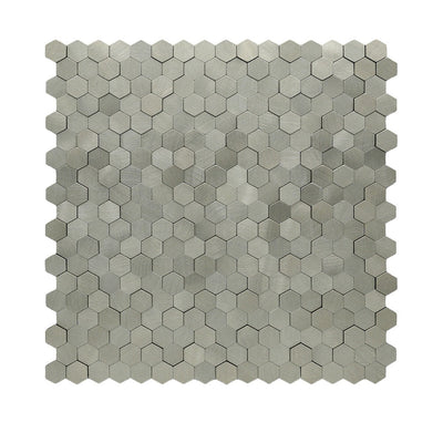 Mini Hexagon 3D Silver Peel & Stick Splashback | 29.8×30.7 cm | Self-Adhesive Mosaic Tile