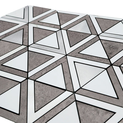 Triangle Gray White-Silver Peel & Stick Splashback | 28.7×33.1 cm | Self-Adhesive Mosaic Tile