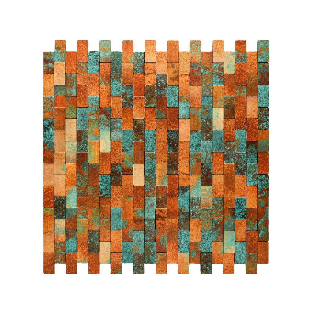 Brick 3D Patina Copper Peel & Stick Splashback | 30×29.8 cm | Self-Adhesive Mosaic Tile