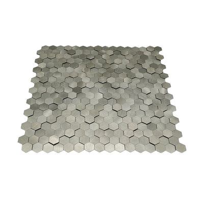 Mini Hexagon 3D Silver Peel & Stick Splashback | 29.8×30.7 cm | Self-Adhesive Mosaic Tile