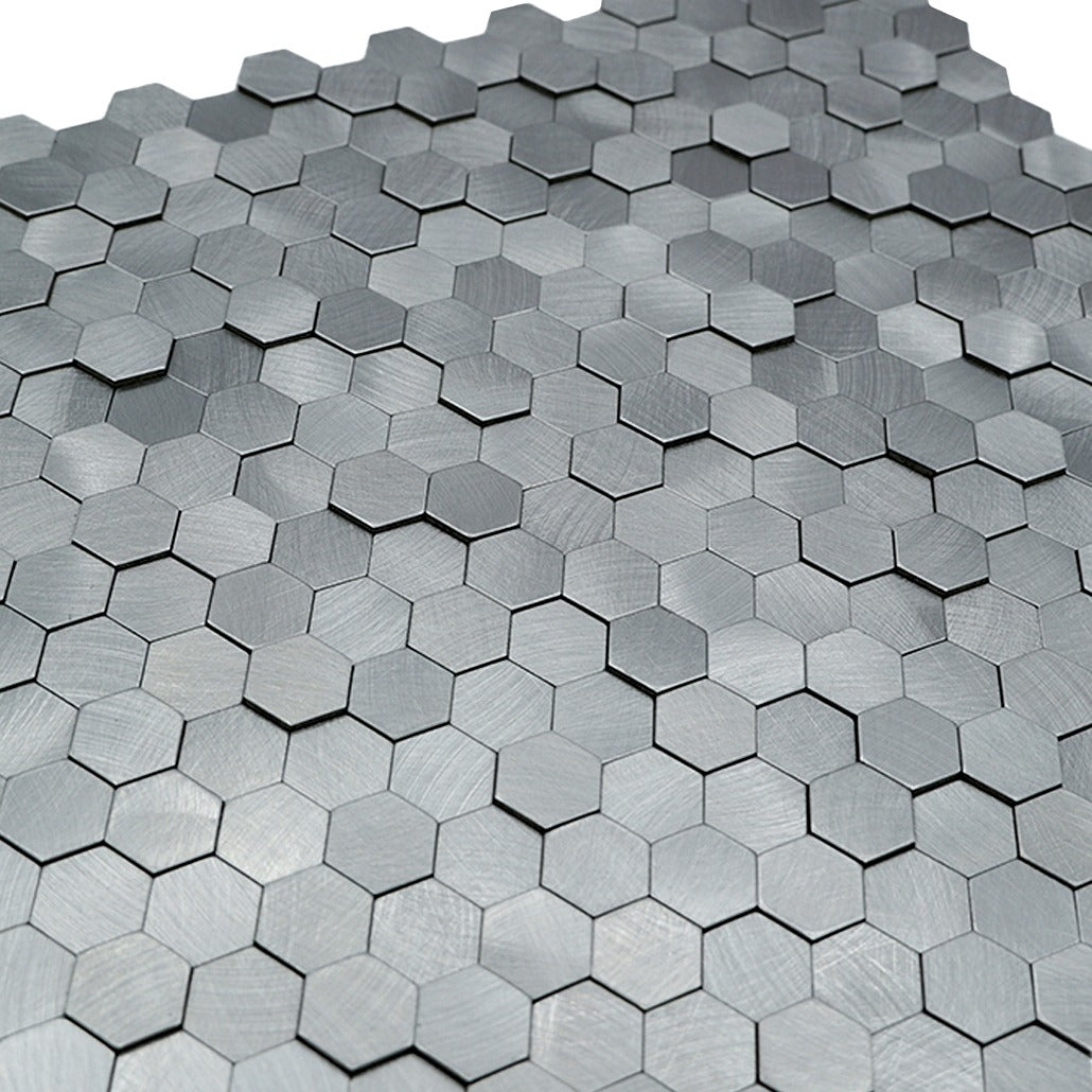 Mini Hexagon 3D Gray Peel & Stick Splashback | 29.8×30.7 cm | Self-Adhesive Mosaic Tile