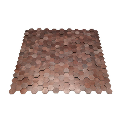 Mini Hexagon 3D Dark Copper Peel & Stick Splashback | 29.8×30.7 cm | Self-Adhesive Mosaic Tile