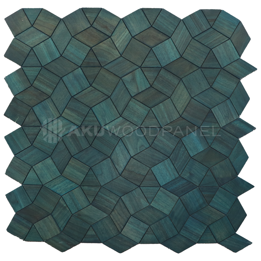 Sample - Decorative Wall Panel | Gardenia - Cadet Blue | American walnut | Handcrafted | 3D panel