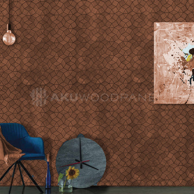 Gardenia Smoked Brown 3D Decorative Wall Panel 60x60cm Handcrafted Aku Woodpanel UK