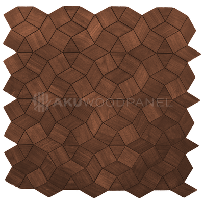 Gardenia Smoked Brown 3D Decorative Wall Panel 60x60cm Handcrafted Aku Woodpanel UK