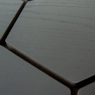 Black Hexagon Acoustic Wall Panel 81cm Real Wood Veneer Aku Woodpanel UK