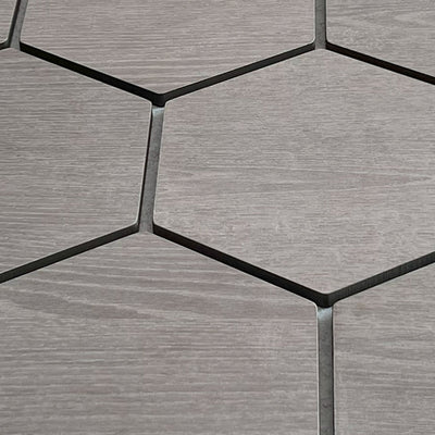 Grey Walnut Grey Felt Hexagon Acoustic Wall Panel 81cm Aku Woodpanel UK