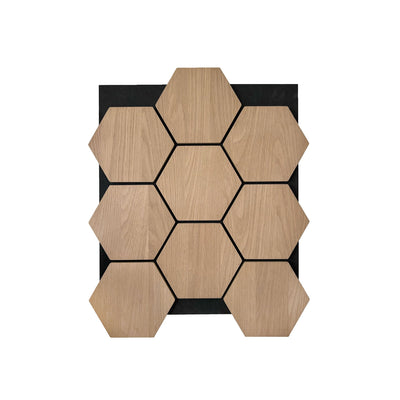 Natural Oak Hexagon Acoustic Wall Panel 81cm Real Wood Veneer Aku Woodpanel UK