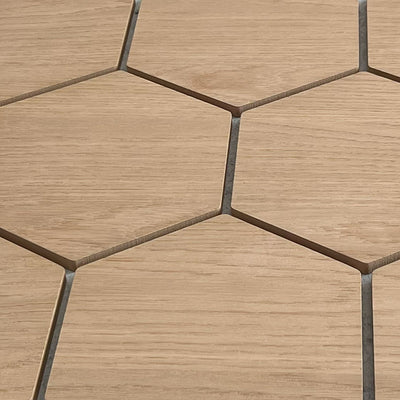 Natural Oak Grey Felt Hexagon Acoustic Wall Panel 81cm Aku Woodpanel UK