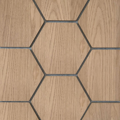 Natural Oak Grey Felt Hexagon Acoustic Wall Panel 81cm Aku Woodpanel UK