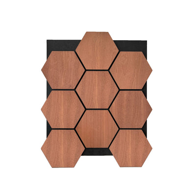 Smoked Oak Hexagon Acoustic Wall Panel 81cm Real Wood Veneer Aku Woodpanel UK