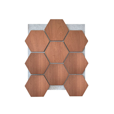 Smoked Oak Grey Felt Hexagon Acoustic Wall Panel 81cm Aku Woodpanel UK