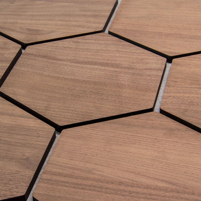 Walnut Grey Felt Hexagon Acoustic Wall Panel 81cm Aku Woodpanel UK