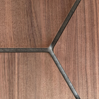 Walnut Grey Felt Hexagon Acoustic Wall Panel 81cm Aku Woodpanel UK
