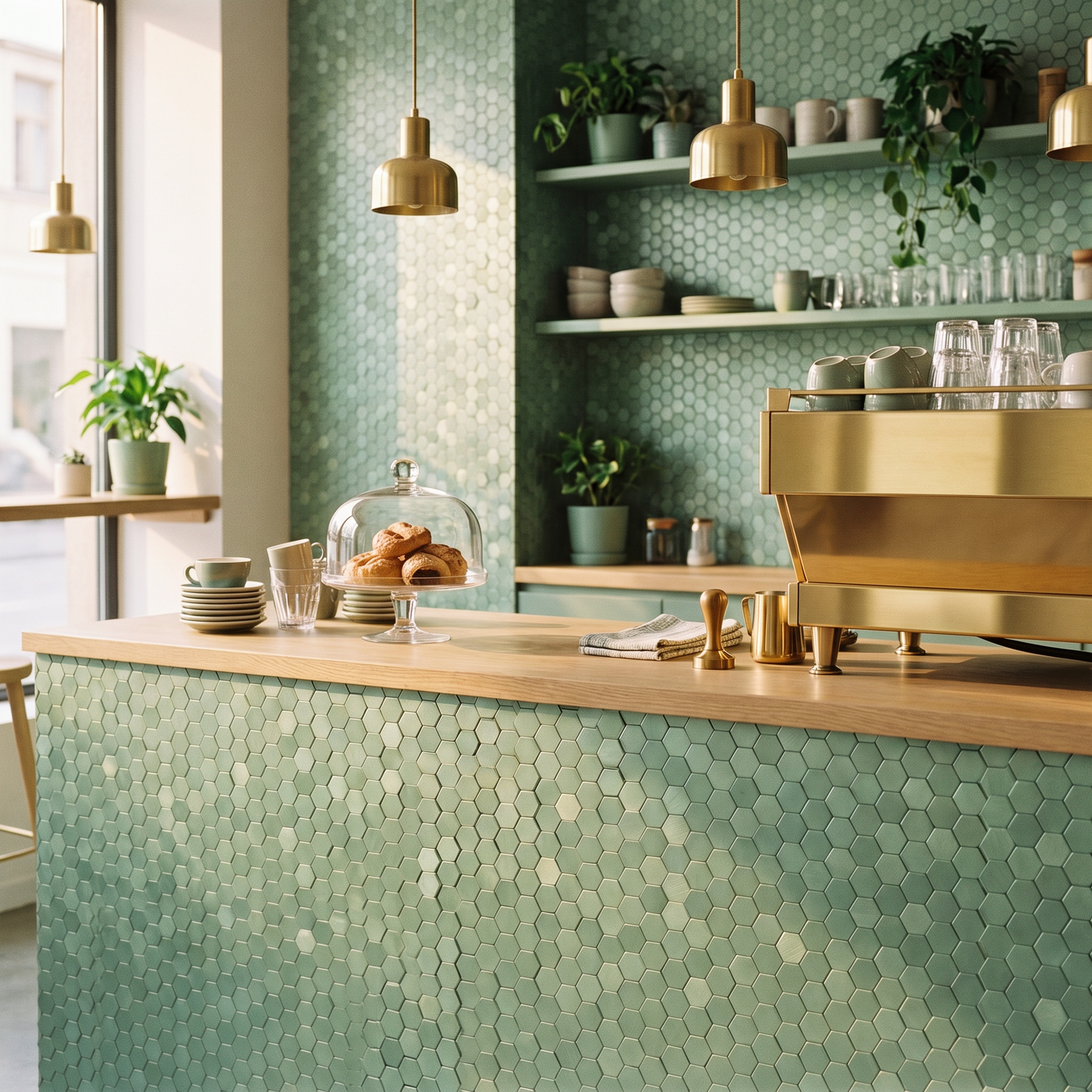 Mini Hexagon 3D Pastel Green Peel & Stick Splashback | 29.8×30.7 cm | Self-Adhesive Mosaic Tile
