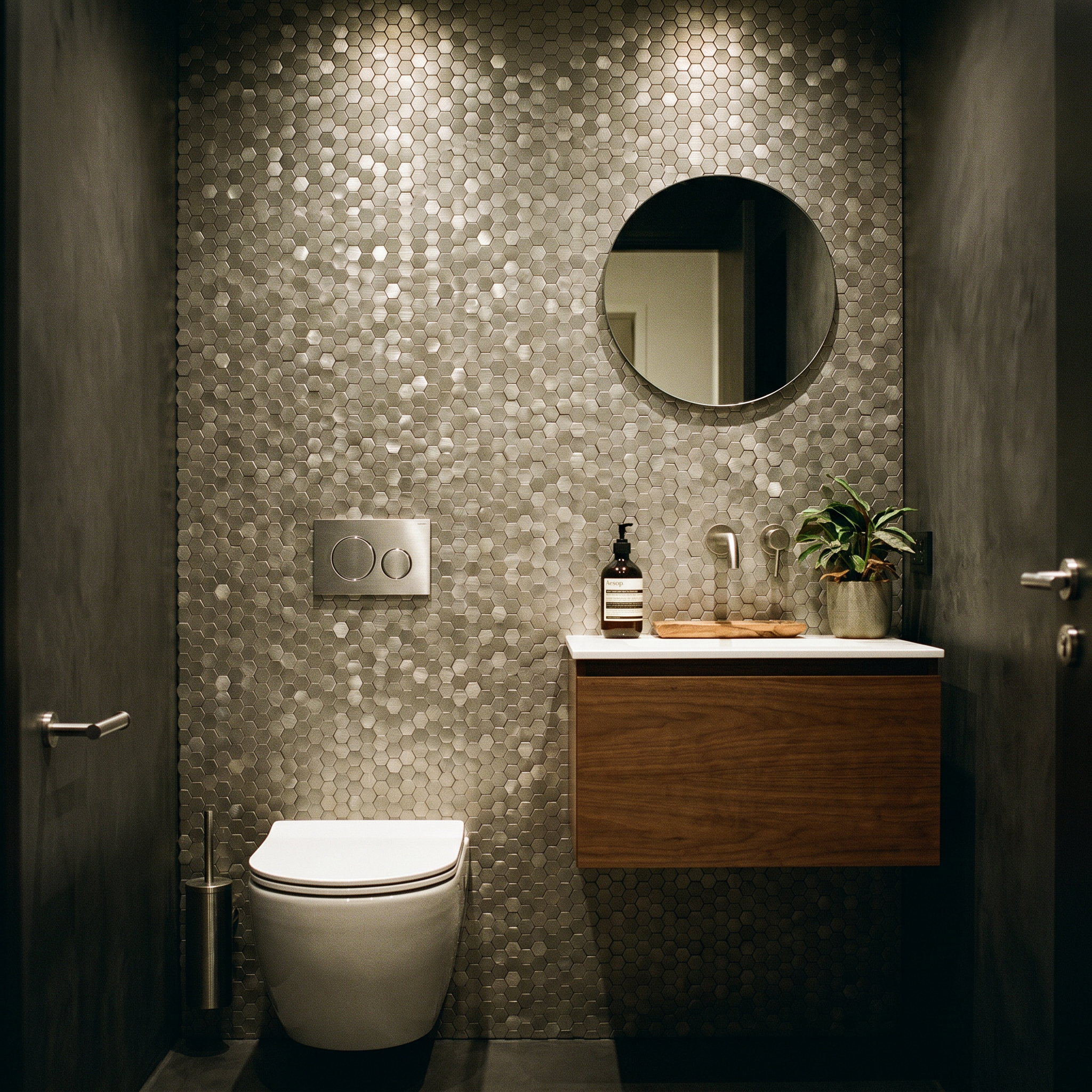Mini Hexagon 3D Silver Peel & Stick Splashback | 29.8×30.7 cm | Self-Adhesive Mosaic Tile