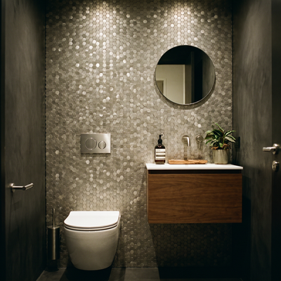 Mini Hexagon 3D Silver Peel & Stick Splashback | 29.8×30.7 cm | Self-Adhesive Mosaic Tile