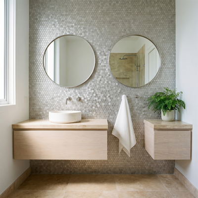 Mini Hexagon 3D Silver Peel & Stick Splashback | 29.8×30.7 cm | Self-Adhesive Mosaic Tile