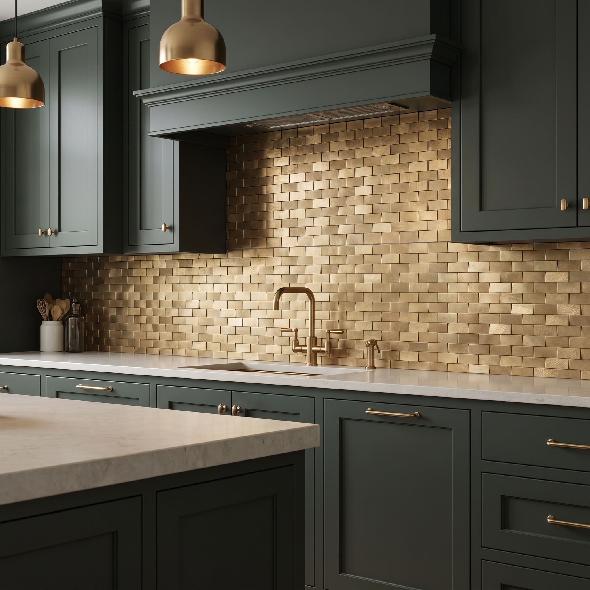 Brick 3D Gold Peel & Stick Splashback | 30×29.8 cm | Self-Adhesive Mosaic Tile