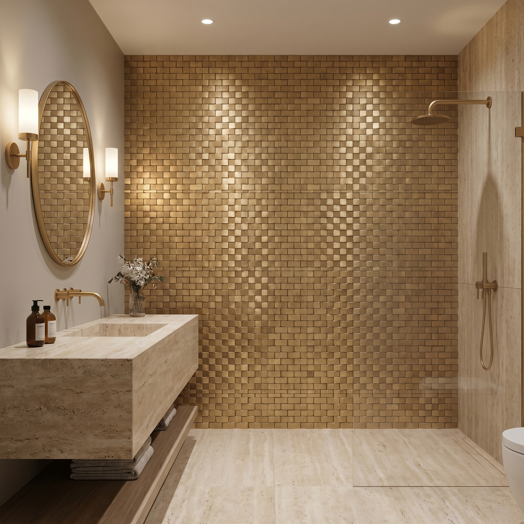 Brick 3D Gold Peel & Stick Splashback | 30×29.8 cm | Self-Adhesive Mosaic Tile
