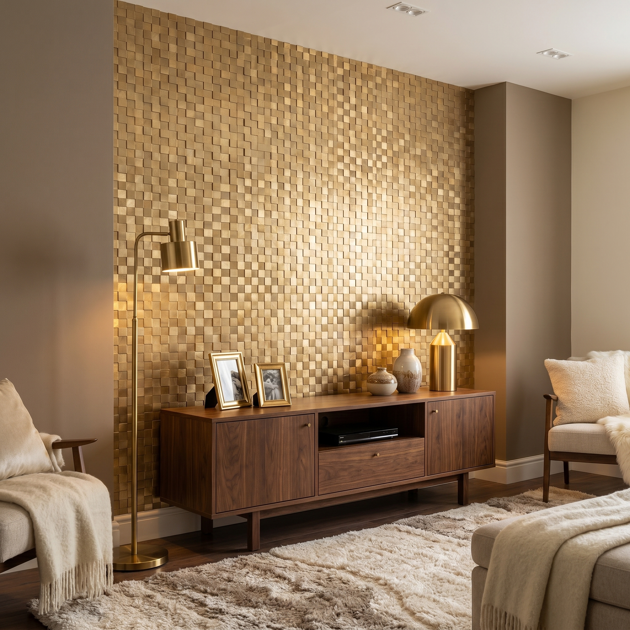 Brick 3D Gold Peel & Stick Splashback | 30×29.8 cm | Self-Adhesive Mosaic Tile