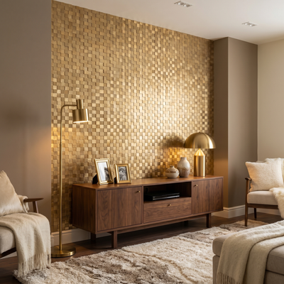 Brick 3D Gold Peel & Stick Splashback | 30×29.8 cm | Self-Adhesive Mosaic Tile