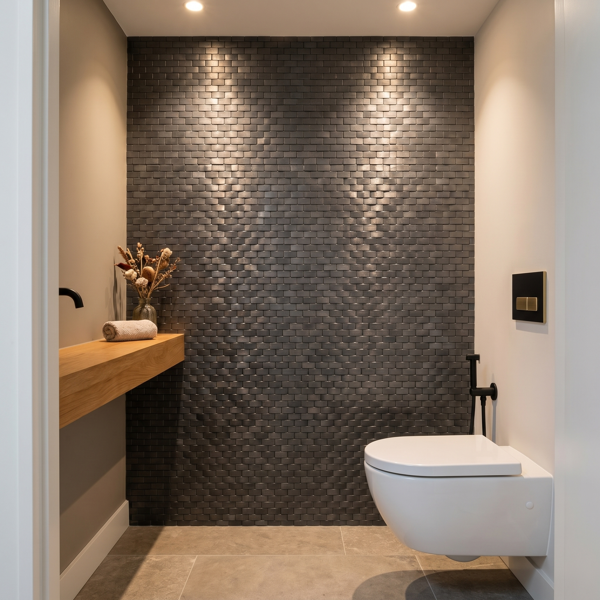 Brick 3D Anthracite Peel & Stick Splashback | 30×29.8 cm | Self-Adhesive Mosaic Tile