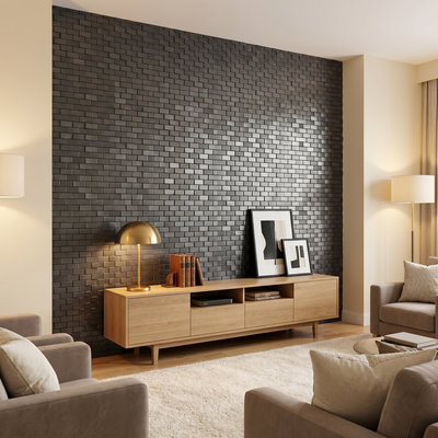 Brick 3D Anthracite Peel & Stick Splashback | 30×29.8 cm | Self-Adhesive Mosaic Tile