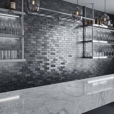 Brick 3D Graphite Peel & Stick Splashback | 30×29.8 cm | Self-Adhesive Mosaic Tile